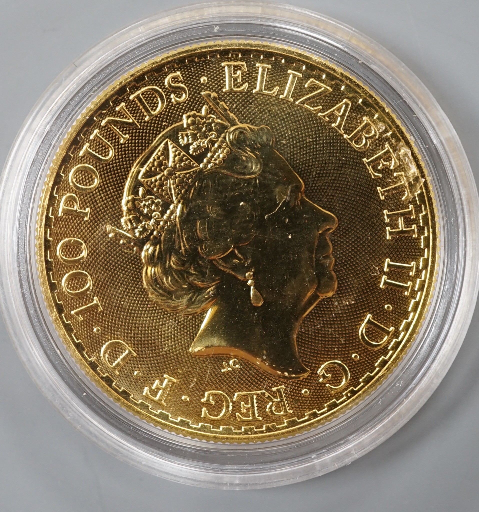 A QEII 2020 1oz gold Britannia £100 coin.